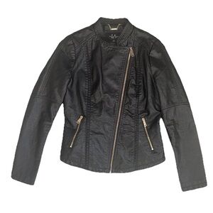 Women's Black Faux Leather Jacket by LA COALITION